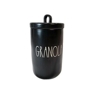 RAE DUNN Artisan Collection By Magenta Black Ceramic GRANOLA Canister 8.5 In